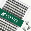 KEYYOU Lash Clusters 300pcs Individual Lashes, 40D 0.07C Curl 11mm DIY Eyelash Extension, Soft & Natural Volume Cluster Lashes with Large Tray