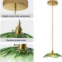 Kulukulu Retro Style Pendant Light, Mid Century Smoked Glass Ceiling Hanging Lamp, Vintage Hand Blown Fixture for Bedroom Dining Room, Kitchen Island - Flower, Green, Large, 2 Pack