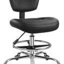 Drafting Chair with Back Footrest Adjustable Office Stool Chair 360 Swivel Rolling Stool with Wheels Desk Chair with Backrest for Drafting Office Lab Studio Counter Bedroom Kitchen Shop (Black)