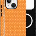 Magnetic Case for iPhone 15, Compatible with MagSafe, Aesthetic Polka Dot Cute Design for Women, Hybrid 2-Layer Hard Shell Phone Cover, Orange