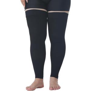 MGANG Plus Size 3XL Extra Wide Ankle and Silicone Band, 20-30 mmHg Compression Stocking for Men & Women, Full Leg Compression Sleeves for Varicose Veins, Lymphedema, and DVT Prevention, Black