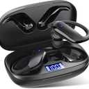 NDO Wireless Earbuds Bluetooth 5.3 Headphones Sport,IPX7 Waterproof Sports Earphones with Earhooks,48H Playtime,Lightweight 7.8g,Fast Charging Case,Noise Cancelling Mic for Running Gym Workout-Black