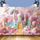 Pink Castle Flowers Photography Background Fantasy Fairy Tale Wonderland Background Pink Princess Castle Backdrop Girl Baby Kids Birthday Wedding Baby Shower Party Banner (A1, 7x5feet)