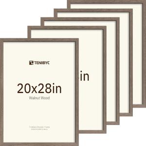 20x28 Picture Frame, Walnut Wood, 5 Pack, Gallery Wall Hanging