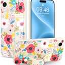 Case for iPhone Air Silicone Phone Case with Strap for Women Girls Cute Floral Flowers Design, Adjustable Finger Strap Kickstand Protective Cover, Blossom