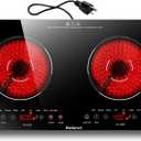 2 Burner Electric Cooktop 110v, 2000W Electric Stove Top Countertop & Built-in, Plug-in Electrics Cooktop 24 Inch, 8 Power Levels & 8 Functions, Touch Control, Safety Lock, Timer, Karienvir