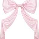 95 x 70 Inches Large Bow Themed Party Decorations Giant Pink Bow Decor Satin Ribbon, Contains Felt Big Pink Wall Decor Girl Coquette Birthday Decorations Bachelorette Bridal Supplies