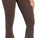 Sunzel Flare Leggings, Crossover Yoga Pants with Tummy Control, High-Waisted and Wide Leg (Small, Seal Brown)