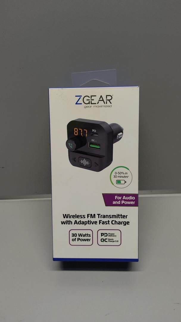 ZGEAR FM Transmitter with Adapter Fast Charger, For Audio and Power, 30 Watts Of Power