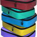 Medium Packing Cubes for Suitcases - 5 Pcs set of Packing Cubes for Travel Carry on Suitcase Organizer Bags - Travel Cubes Organizer Bags for Luggage (Medium 5pc - Red/Yellow/Green/Blue/Purple)