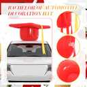 Graduation Car Decorations Kit for Class of 2026 Large Inflatable PVC 20 Inch Graduation Cap and 18 Pcs Grad Magnet Sticker for 2026 Grad Prom Party Golf Cart Decor (Red)