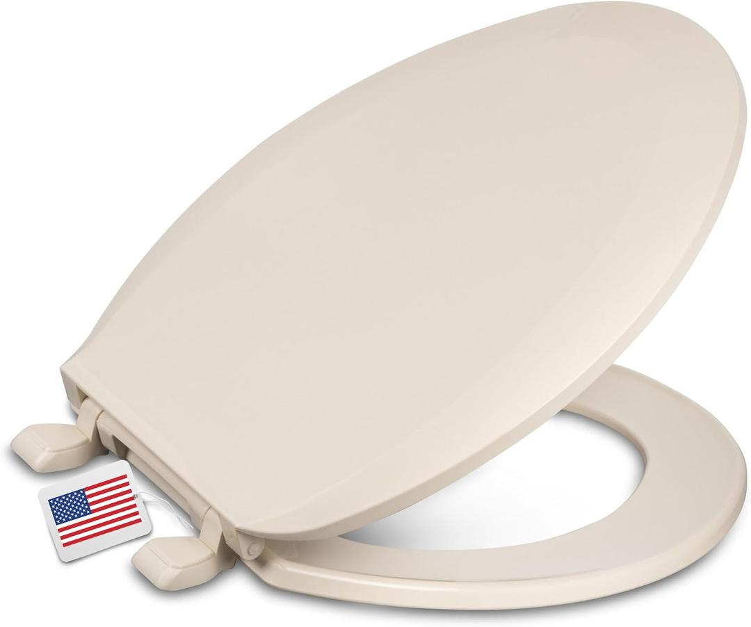 Centoco Elongated Toilet Seat, Economy, USA, DSAMAZ16-106, Bone | Closed Front, Cover, Plastic, Made in the USA