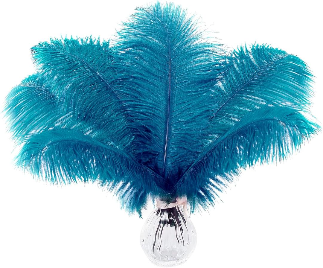 Soarer Turquoise 15pcs Ostrich Feathers - 12-14 inch for Wedding Party Centerpieces,Vase,Home Decoration(Turquoise)