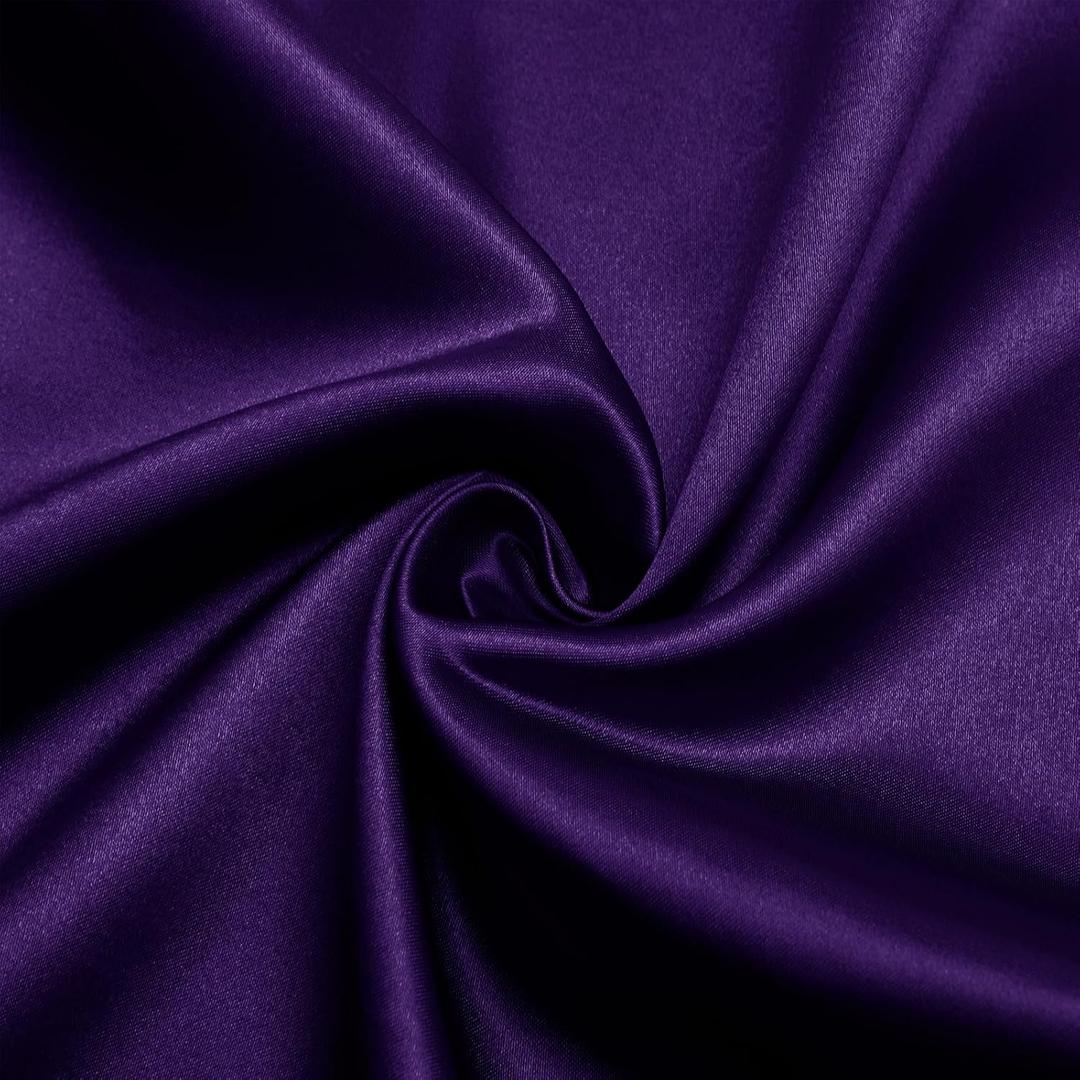 Horbaunal Dark Purple Satin Fabric 55 Inch Wide by The Yard, Soft Charmeuse Satin Fabric for Wedding Dress, DIY Craftings, Costumes, 5 Yard