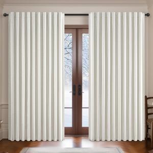 Extra Wide Room Darkening 96 Inch Curtains 2 Panels Set for Living Room,Cream Pleat Linen Blackout Curtain for Bedroom Windows 120 to 140 Privacy Thermal Window Drapes Rod Pocket(70"W x 96"L 2 Panels) (Birch)