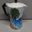 Handcrafted Dominican Aluminum Coffee Pot – 6Cup Greca with Beach, Countryside, Cayenas, and Iconic Dominican Designs (Beach)