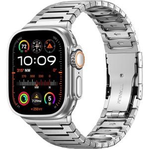 Titanium Watch Band for Men Compatible with Apple Watch Ultra 3/2/1 49mm,iWatch Series 11/10 46mm,9/8/7 45mm,6/5/4/SE3/2/1 44mm,3/2/1 42mm,Adjustable & Scratch Resistant Titanium Apple Watch Band