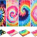 Newwiee 4 Pcs Microfiber Beach Towels Oversized Absorbent Beach Towel for Adults Sand Free Beach Towel Quick Dry Travel Towel for Travel Pool Camping Sports Swimming Kids Adults (Tie Dye)