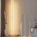 EDISHINE LED Corner Floor Lamp, Dimmable Standing Light with Remote, 7 Color Temperature 2700K-6000K, 57.5" Modern Floor Lamp for Bedroom, Living Room, Office, Gold