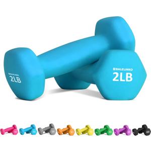 Balelinko Rubber Grip Encased Dumbbell Cast Iron Weight with Anti-Slip Handle Dumbbell -Strength Training Equipment - Home Gym Accessories - Full Body Workout - Muscle Building (Blue), 2 Lb