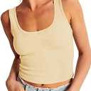 Artfish Women's Scoop Neck Sleeveless Knit Ribbed Fitted Casual Crop Tank Top, Size Small