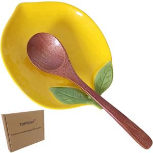 Ceramic Spoon Rest for Stove Top, Lemon Cute Spoon Rest for Kitchen Counter, Cooking Spoon Holder for Kitchen Counter, Utensil Rest Spatula Rest Ladle Holder Tong Rest