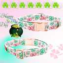 Lionheart glory St. Patrick's Day Dog Collar with Flower Dog Collar for Large Dogs, Green Collars Lucky Clover Shamrock Dog Collar Flower Pet Collar Bows Heavy Duty