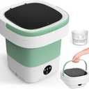Portable Washing Machine, 12L Upgraded Mini Washing Machine With Spin Basket, Foldable Washer Cleaning for Underwear, Baby Clothes Socks and Small Items, Small Washer for Apartments, Dorm,RV (Green)