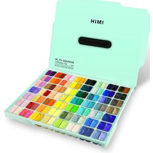 HIMI Gouache Paint Set, 112 Colors x 12g Twin Jelly Cup Design with Portable Case, Non-Toxic, Opaque Professional Paint for Canvas and Watercolor Paper | Beginners, Students, Artists