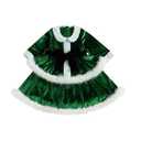 Kid Little Girls Christmas Outfit Santa Claus Velvet Lapel Long Sleeve Dress Princess Party Layered Dresses with Belt (Green, 3-4 Years)