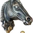 Pewery Vintage Horse-Shaped Decorative Wall Hook for Hanging Clothes, Coats, Towels, Keys, and Hats, Resin Antique Sculpture with Hook for Wall Decor