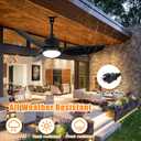 Depuley Outdoor Ceiling Fan with Light: 42 Inch Black Waterproof Gazebo Fans with Lights Outdoor Hanging - Plug in Remote App Control for Patios Indoor Farmhouse Porch - 6 Speed Reversible DC Motor