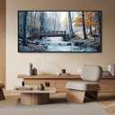 yiijeah Extra Large Living Room Wall Art - Modern Wall Decor for Bedroom Office Decor Mountain Forest Landscapes Village Bridge Painting Framed Canvas Prints Ready to Hang Pictures Home Decor