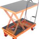 VEVOR TF23 Hydraulic Lift Table Cart, 500lbs Capacity 28.5" with 4 Wheels and Non-Slip Pad, for Material Handling and Transportation, Orange