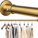 Closet Rods For Hanging Clothes, 17-28 Inch Adjustable Closet Rod, Stainless Steel Heavy Duty Closet Hanging Rod-Gold