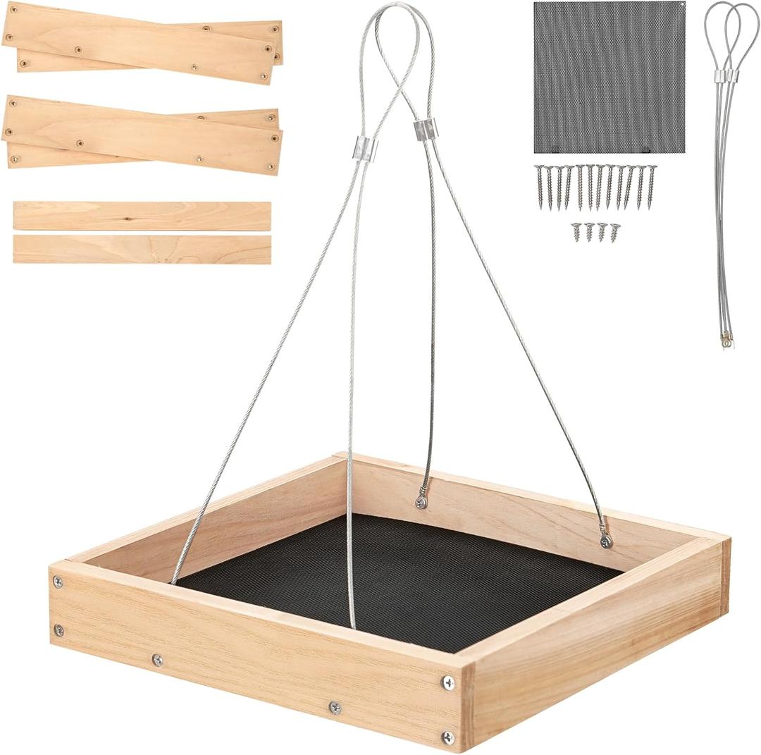 Nature Platform Bird Feeder for Outdoor, Eco-Friendly Wood Hanging Tray Bird Feeders