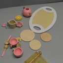 BUYGER Kids Wooden Tea Party Set for Little Girls Toddler Pretend Play Food Kitchen Accessories Princess Birthday Gifts for Ages 3 4 5 Years Old