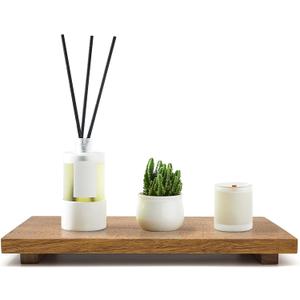 Large 16" Acacia Wood Riser Pedestal Stand  Farmhouse Wood Display Riser for Kitchen and Bathroom Dcor - Counter Display, Plant Stand, Jewelry Holder, Vanity Tray, Candle Stand (L:16"x8"x1.57")