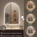 40x30 Inch Backlit Arched LED Bathroom Mirror