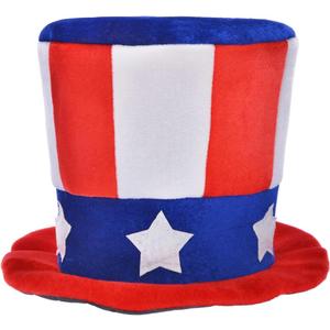 ALVOGIMOR Uncle Sam Patriotic Hat Plush Stovepipe Top Hat, American Flag Costume Accessories, 4th of July Hats for Men Women Child Party Favor (Blue B)