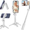 14.5" Mini Magnetic Tripod for iPhone, 4 in 1 Portable Pocket Size Selfie Stick for iPhone MagSafe/Android with Remote/Cold Shoe Mounts, Small/Compact Cell Phone Tripod Stand for Travel Vlogging-White