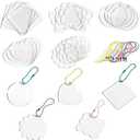LiQunSweet 40Pcs Clear Acrylic Keychain Blanks Transparent Pendants with 20pcs of Acrylic Blanks & 20pcs of chain for Keychain DIY Crafts