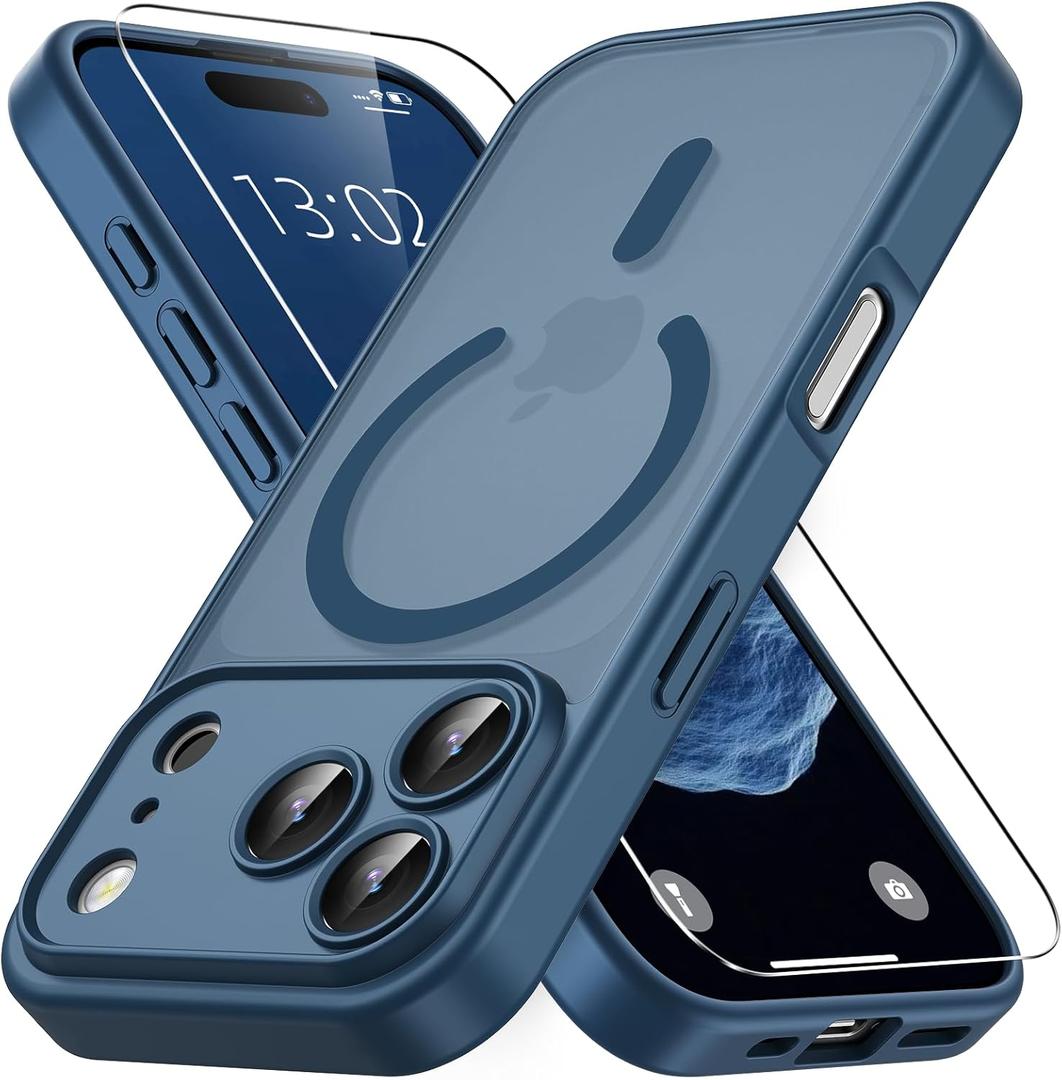 Vansdon for iPhone 17 Pro Case, Compatible with MagSafe, Magnetic Translucent Matte Slim Protective Cover with 1 Screen Protector - Military-Grade Drop Protection (Blue)