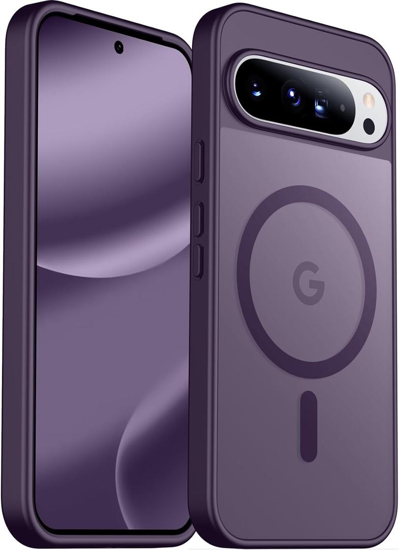 SPIDERCASE Magnetic for Google Pixel 10 Pro XL Case, Military Grade Drop Protection Slim Translucent Matte Shockproof Anti-Fingerprint Phone Case for Pixel 10 Pro XL,Dark Purple