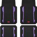 Rubbermaid Car Floor Mat, Heavy Duty All-Weather Car Mats Full Set with Dual-Tone Purple Aluminum Inserts  Universal Fit, Anti-Slip Backing, Trim-to-Fit for Most SUV, Sedan, Van