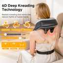 6D Neck Massager for Pain Relief Deep Tissue, Kneading Shiatsu Neck and Shoulder Massager with Heat,Cordless Massager for Back and Shoulder Pain, Gifts for Women Men Home Office Christmas (Black)