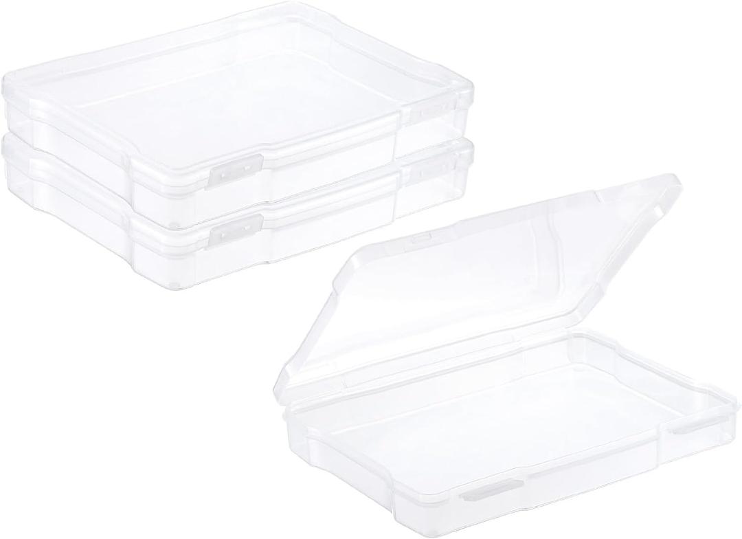 PATIKIL 5x7 Photo Storage Box, 2 Pack Photo Boxes Storage Photo Organizer Cases Storage Container Picture Boxes Plastic for 5x7 Pictures Sticker Scrapbook Craft Keeper, Clear