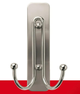 Command Large Brushed Nickel Double Hook, 1 Hook and 1 Command Strip, Damage-Free Hanging Wall Hooks with Adhesive Strips, No Tools Coat Hooks for Hanging Home Decor, Holds up to 4 lb and KingChain Security Snaps 5 pcs  3 1/8" 79.4 mm