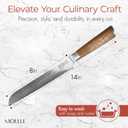 MOELLE Professional 9 Inch Serrated Knife  Kitchen Knife for Chefs/Cooks - Crafted with Damascus Steel Danish Design Ergonomic Teak Wood Handle