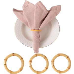 Bamboo Napkin Rings Set of 12 Handmade Napkin Holder Rings Farmhouse Table Decorations for Birthday,Christmas,Thanksgiving,Weddings,Anniversaries and etc
